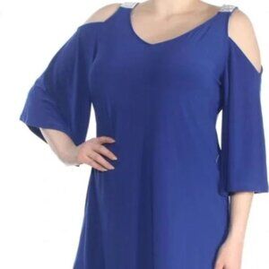 JBS Women Elegant Royal Blue Formal Dress w/ Rhinestones Size Large